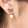 Earrings Bowknot Faux Pearl Design Beautiful Alloy Jewelry Gift Ear Stud for Party