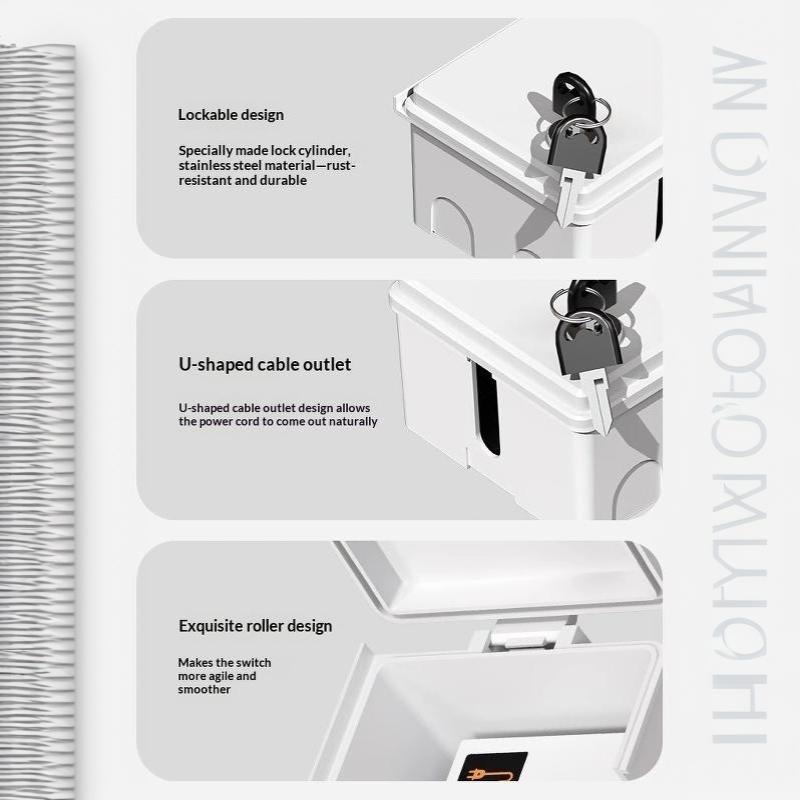Outdoor Socket Box Anti-Theft Waterproof Cover 86Type Lockable Socket Waterproof Dustproof Box Charging Socket Lock Box