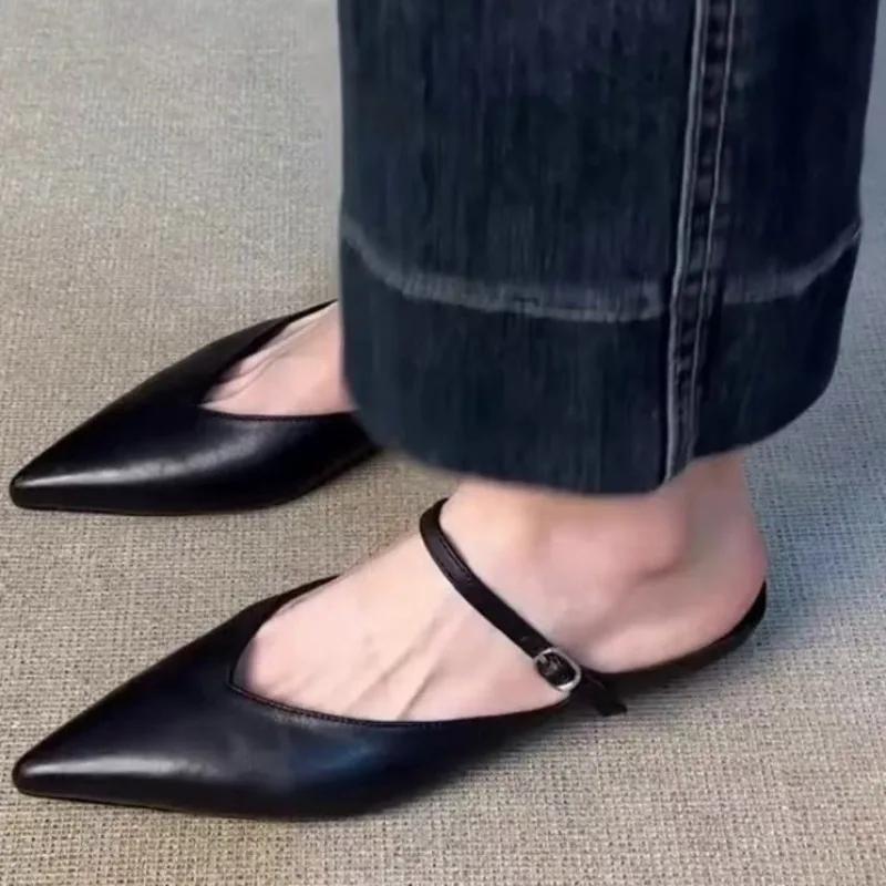 Fashion Ladies Shoes 2025 Hot Sale Closed Toe Women's Slippers Fashion Outdoor Daily Summer New Belt Buckle Shoes for Womenzapatos Mujer