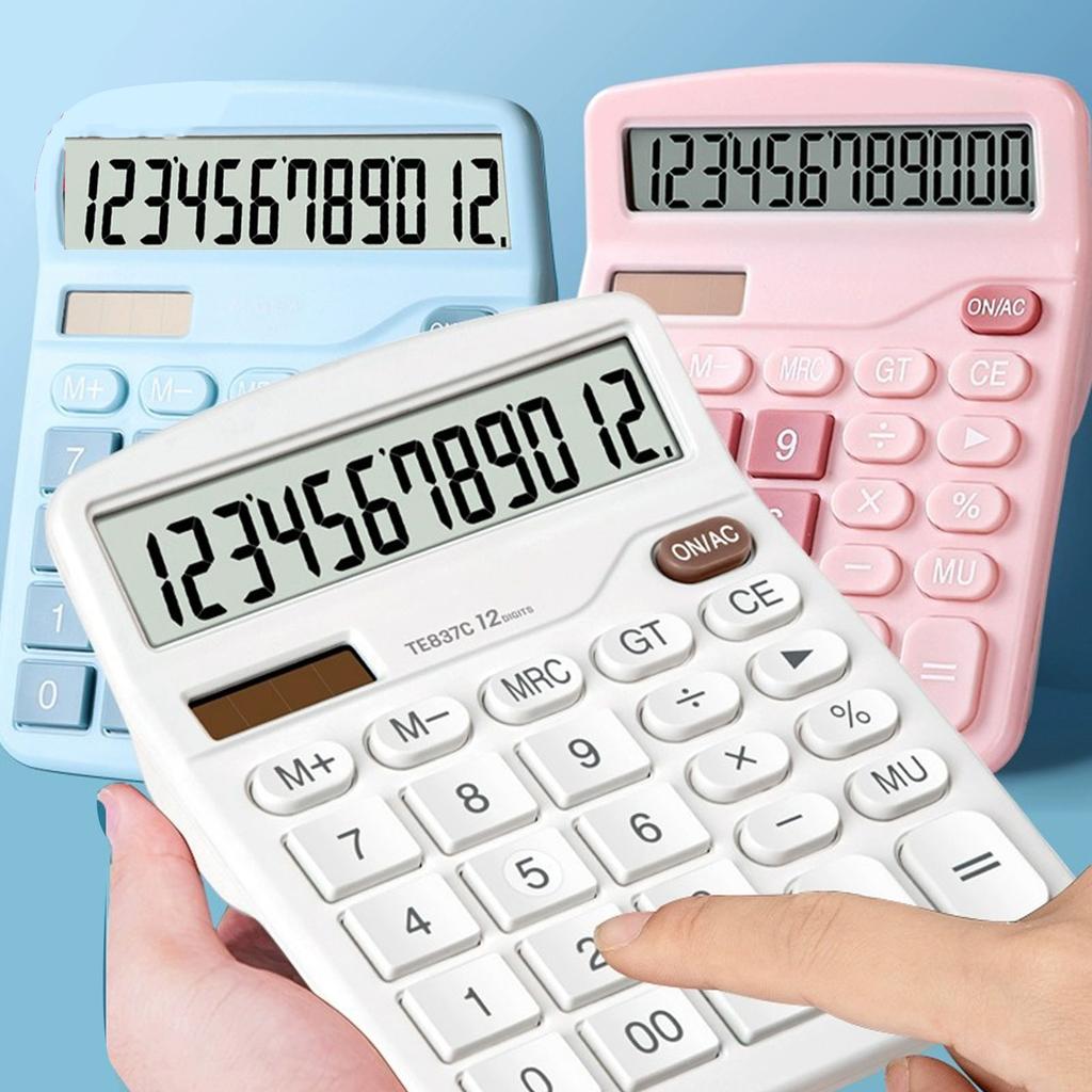 Large Button Desktop Calculator Silent Button LCD Display Multifunction Battery Powered for Office and Financial Use