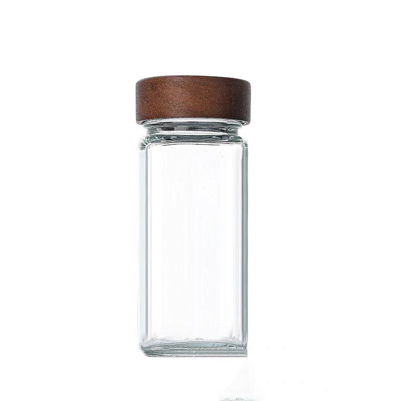 Glass Spice Jars with Bamboo Lid Collapsible Funnel Include with Minimalist Spice Labels Stickers Storage Bottles for Spice Rack