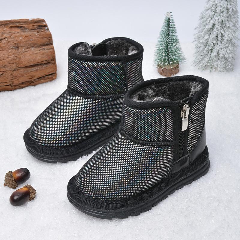 

Versatile Girls Shoes Winter Item Kids Snow Boots Soft Soled Girls Casual Ankle Boots Anti Slip Boys Boot 27 чорний