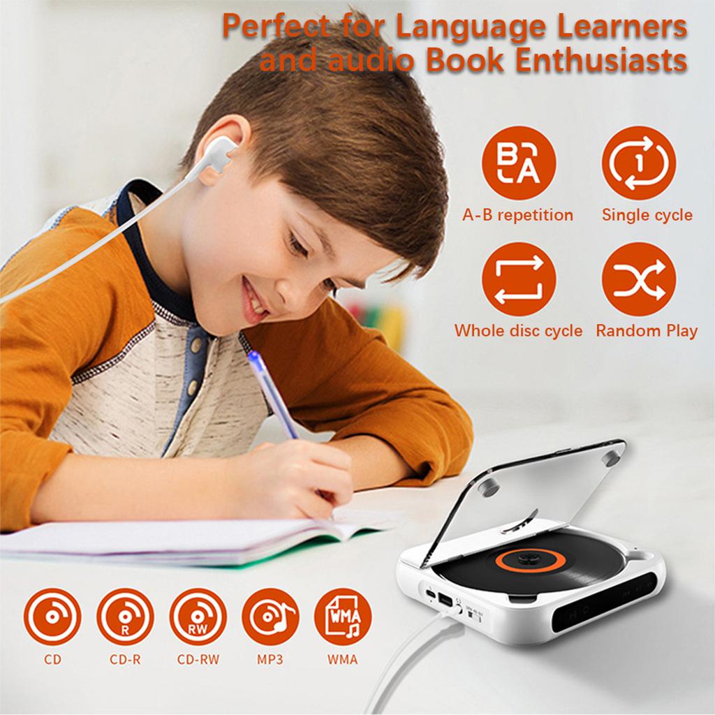 CD Player 3 Modes LED Display Touch Control Portable Retro Desktop BT Music Player with Dust Proof Cover