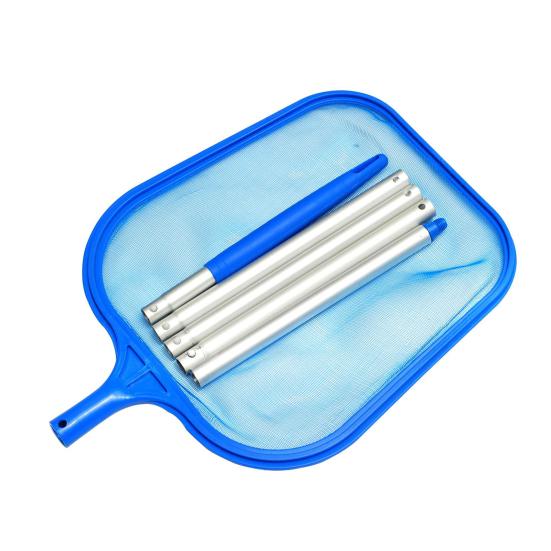 Pool Leaf Skimmer Net Fine Mesh Netting Basket with 5 Aluminum Pole Sections Pool Skimming Tool for Debris Collection Spa Pond