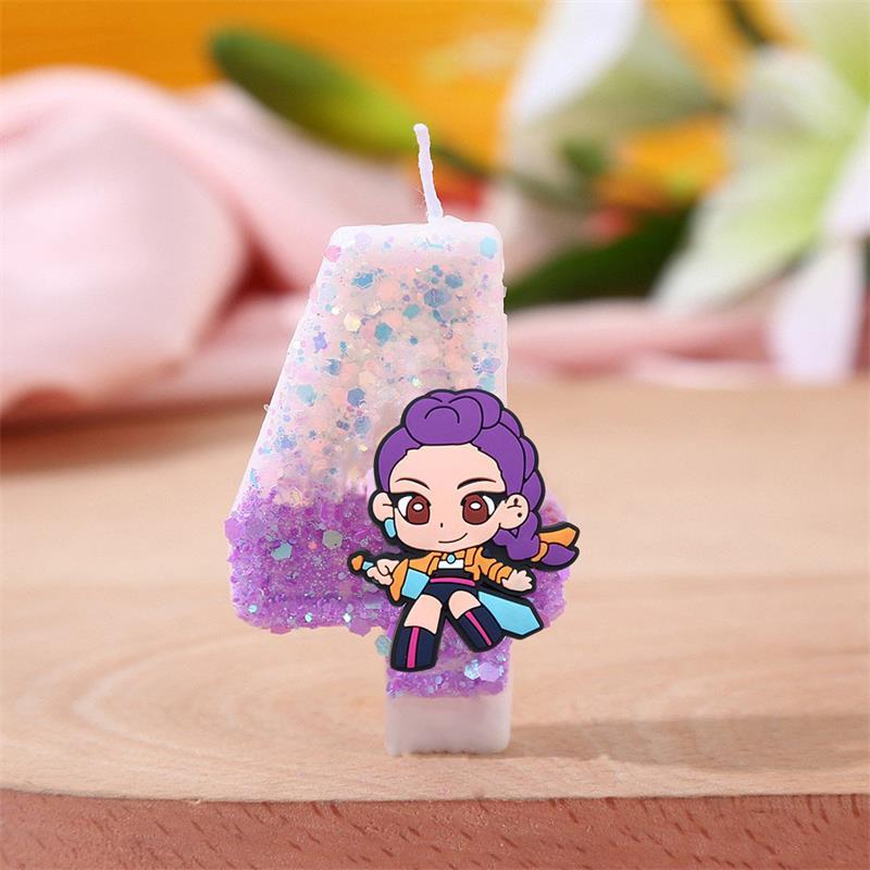 New Kpop Anime Demon Hunters Theme 3D Digital Candle Birthday Cake Decoration Number 0-9 Candle Kids Party Accessory Supply Gift
