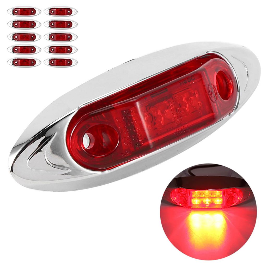 10pcs 3LED Side Marker Light Waterproof Dustproof Lamp for Truck Trailer Lorry