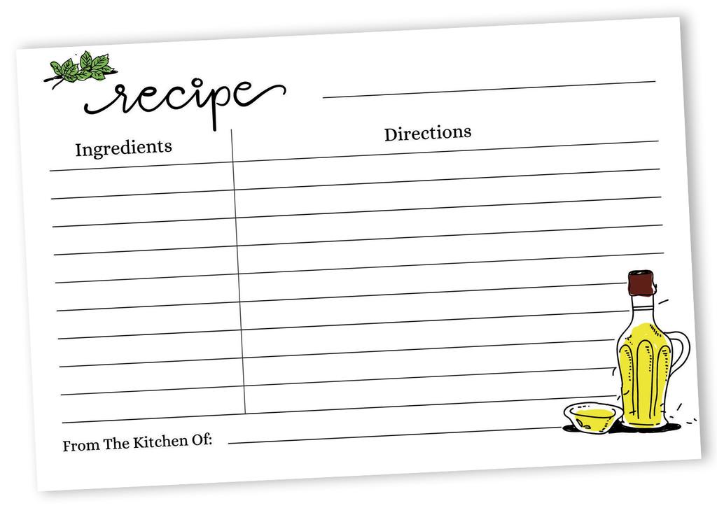 Inkdotpot Recipe Card 6x4 inch Single-Sided Recipe Design Cards Kitchen Recipe Cards Wedding-Bridal Shower-Baby Shower- Pack of