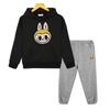 labubu Kawaii Anime hoodie Fleece sweatshirt boys girls Hooded Sets Cartoon Jacket 2pcs pullover+pants  kids boutique clothes