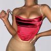 Sexy Women's  Suspender  Vest Rhinestone - Strapped Satin Crop Camisole: Chic & Sparkly, Multiple Colors Available