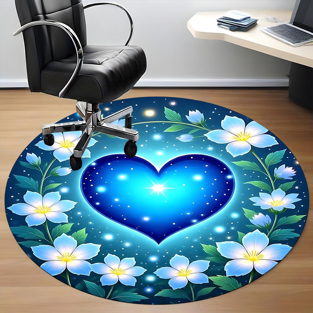 

1pc Heart Flowers Chair Carpet for Office, Non-slip, Soft and Durable Office Rug, Perfect for Office yy260131070 80cm by 80cm