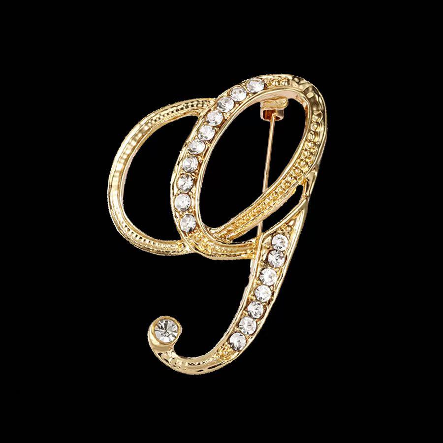 Minimalist Rhinestone Alphabet Brooch: Elegant Geometric Pin for Sweaters or Coats