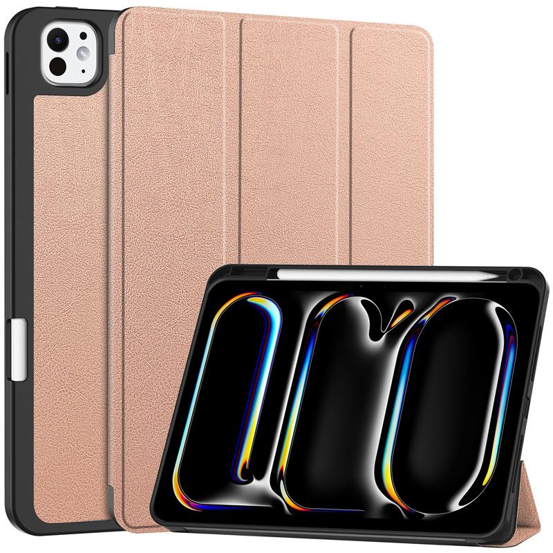 For iPad Pro 2024 Case 11 Inch 5th Gen Tri-fold Leather Painted Stand Smart Case For Funda iPad Pro 11 2024 Case with Pen Holder