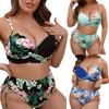Bikini a vita alta smerlato taglie forti per donna, costume da bagno floreale sexy con scollo a V, due pezzi, costume da bagno da spiaggia
