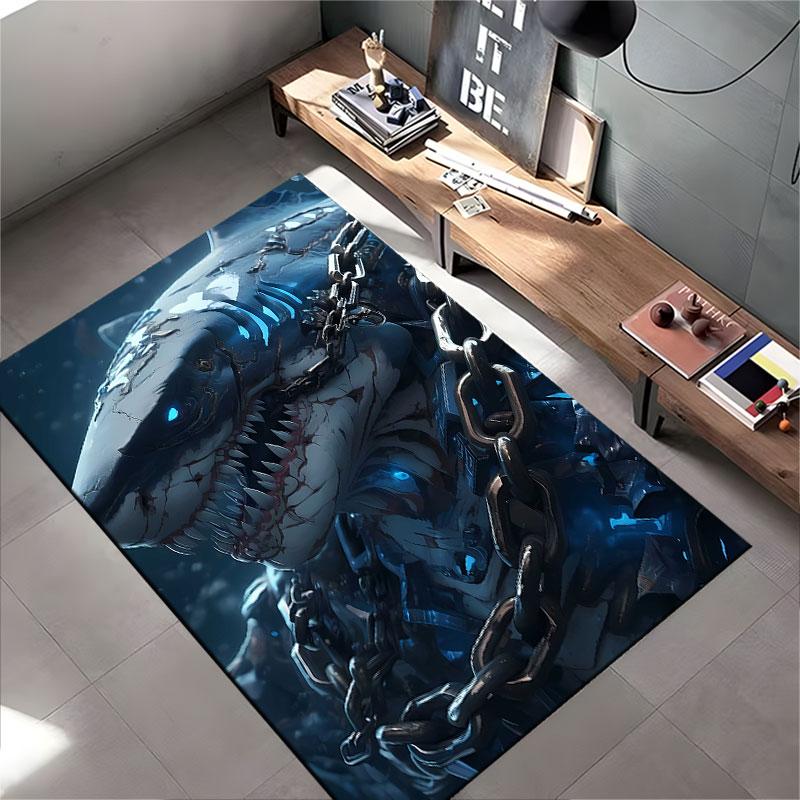 Cybernetic Shark Design Carpet suitable as a non-slip mat for the living room or bedroom sofa