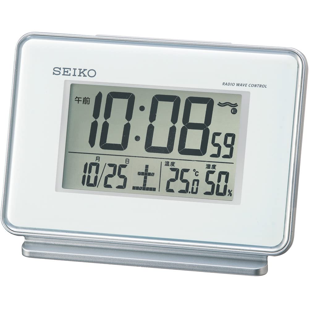 

Seiko Clock SQ767W White Digital Alarm Clock with and Humidity Display Radio-Controlled 2-Channel Alarm, Calendar, Temperature, белый