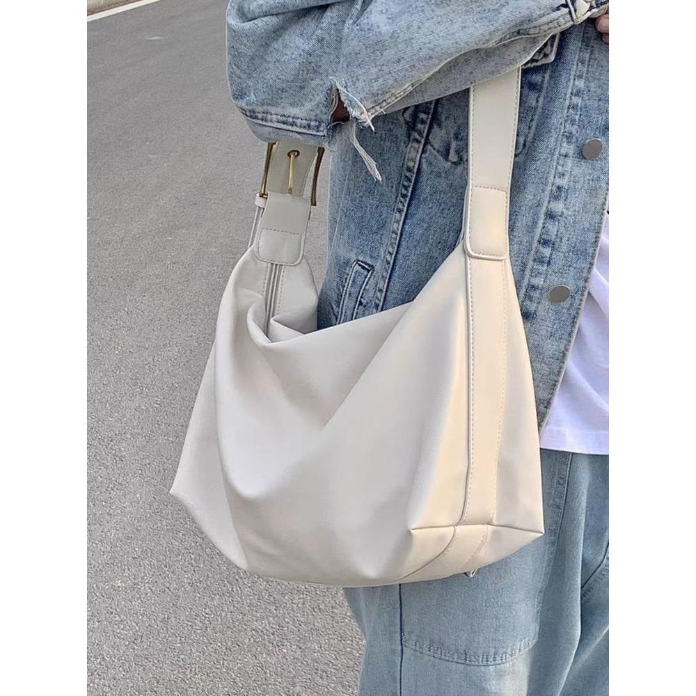 Lazy Style New Large Capacity Shoulder Bag for Women's College Style Simple Solid Color Pu Tote Bag Commuting Versatile Crossbody Bag