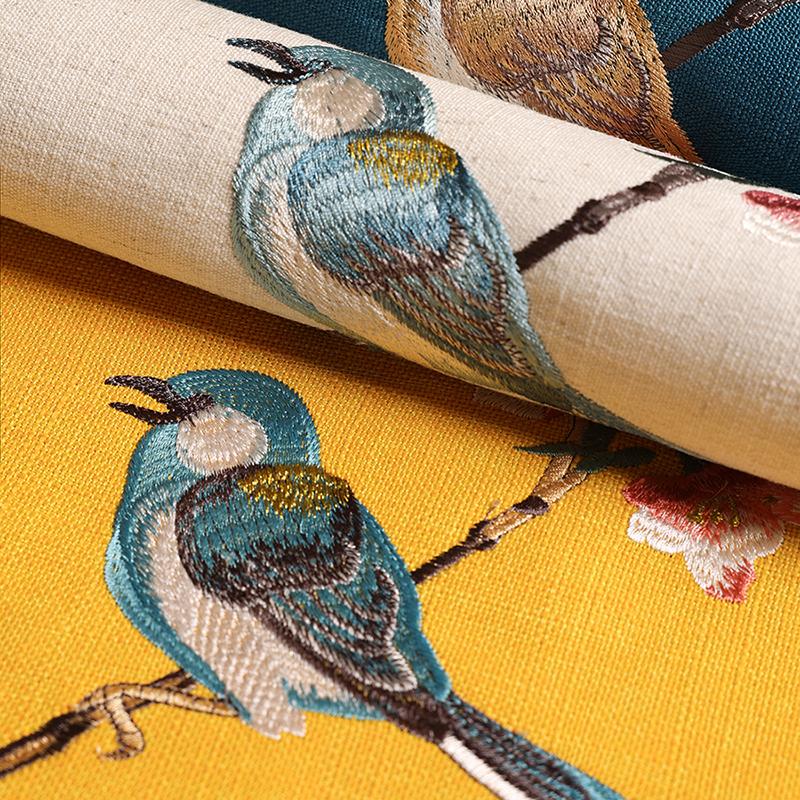 Cotton Linen Cushion Cover Crab-apple Flower Bird Embroidery Throw Pillow Case Decorative Covers For Living Room Sofa Home Decor