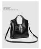 Fashionable Women's Textured Black Tote - 2025 Large Capacity Versatile Shoulder & Crossbody Bag