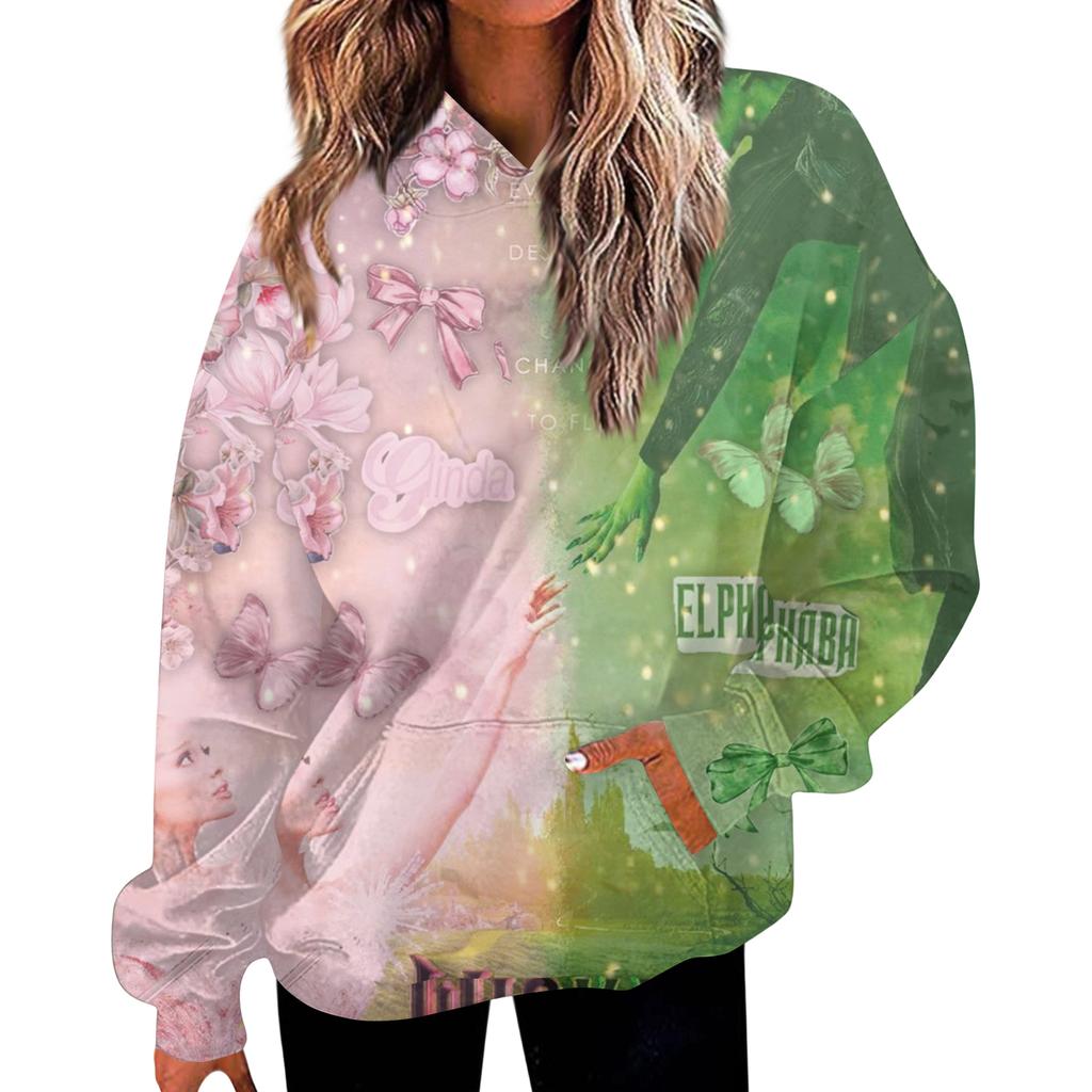 Women's Casual Fashion Witch Print Long-Sleeve Hooded Sweatshirt With Pockets