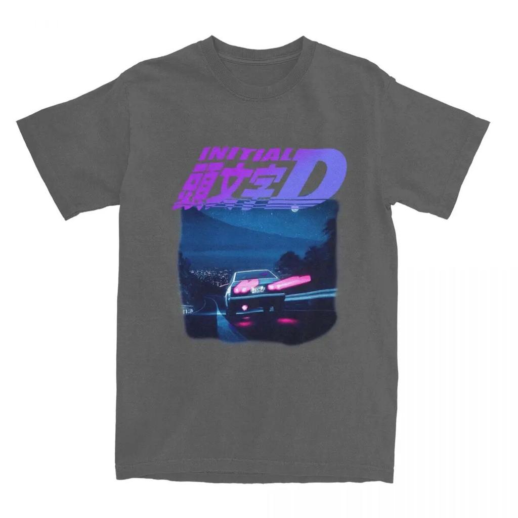 Initial D Neon AE86 Accessories Shirt for Unisex Women Takumi Fujiwara Tofu Store Pure Cotton T Shirt Short Sleeve Printed Clothing