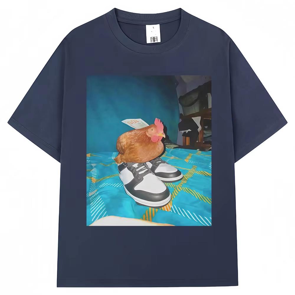 2026 New Summer Fun Dripping Chick Face Print High Quality Fashion Casual Breathable Unisexs Crepe Unisex And Unisex TShirt