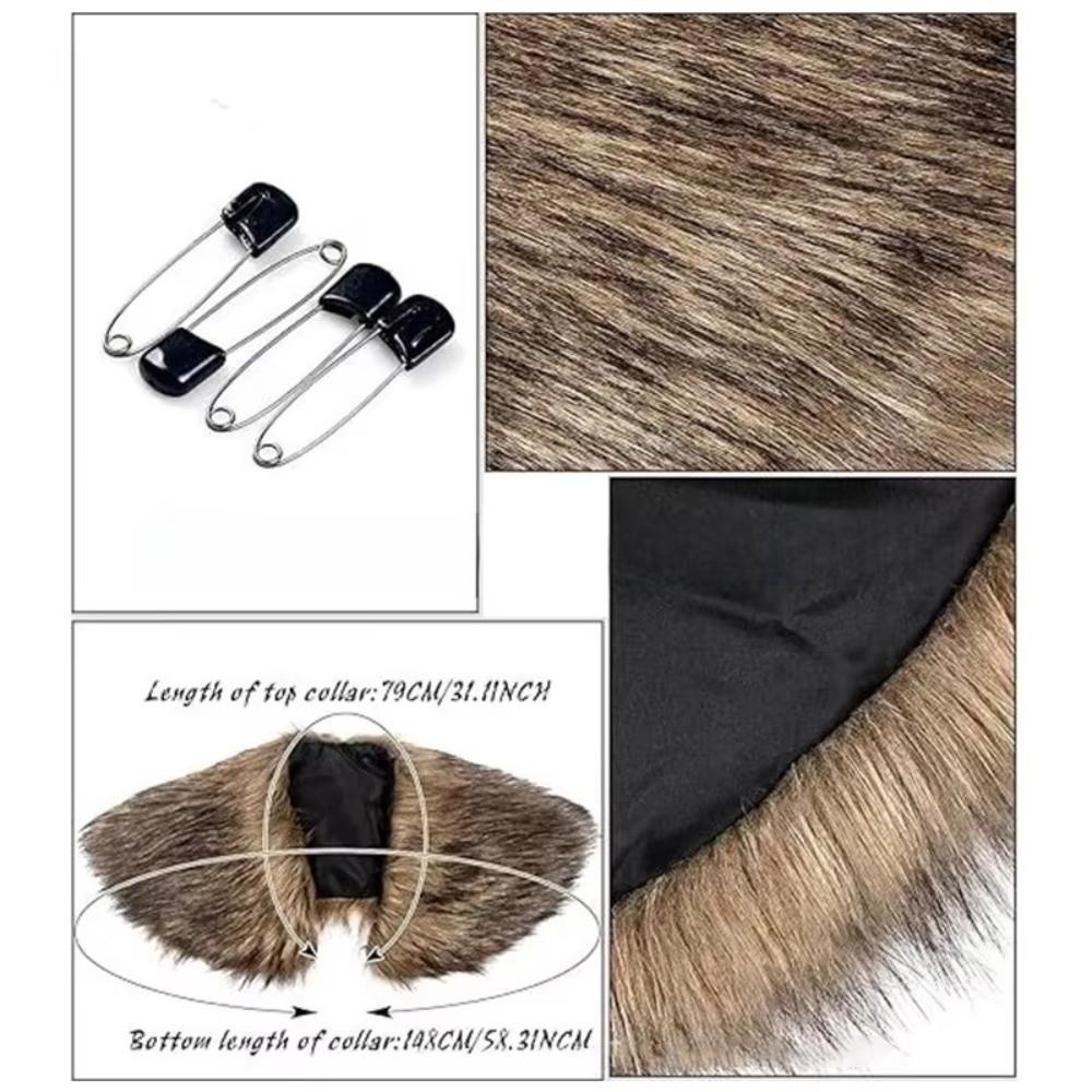 Pirate Design Medieval Viking Cape Hunter Style Faux Fur Cloak Retro Warrior Cloak