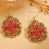 Bohemian Carved Hollow Heart & Geometric Semicircle Earrings