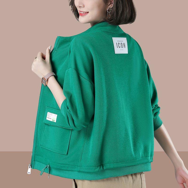 Autumn Spring Short Baseball Jacket Women Open Front Cardigan Casual Outerwear Stylish Petite Fashion Top