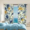 2 Pcs   Versatile Polyester Transparent Curtains for Home Decoration Elegant Blue Floral for Use In Bedrooms and Living Rooms