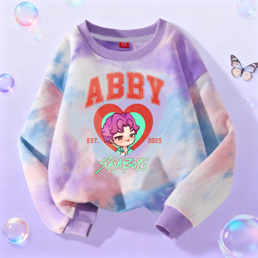 KPop Охотники на демонов Лонгслив Девочки Тренд Повседневные Топы Аниме Мультфильм Весенняя Осенняя Одежда Тай-дай Универсальный Свитшот 160