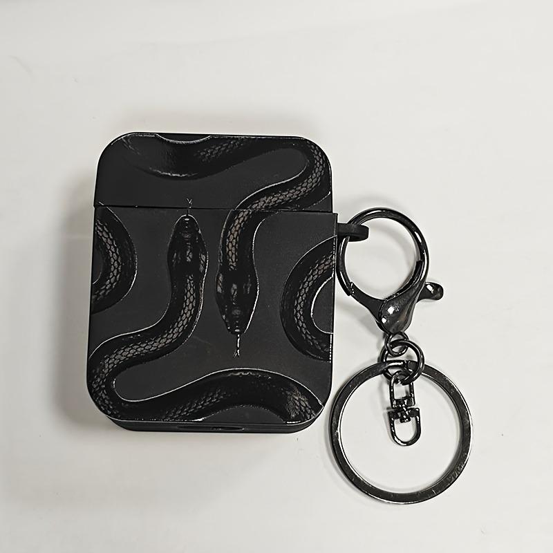 Simple Black Snake Graphic Shockproof Case for AirPods 1/2, 3, 4,Airpods Pro2/Pro Wireless Bluetooth Earphone Protective Cover