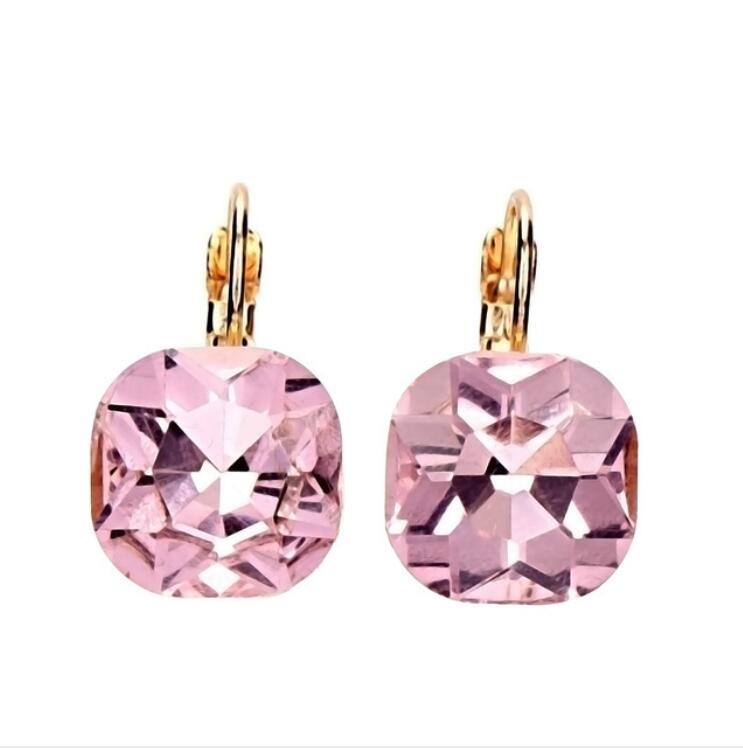 Square Stud Earrings Pink Red Green Black Earring For Women Wedding Jewelry