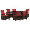 Garden Dining Set 7 Pcs Brown Poly Rattan