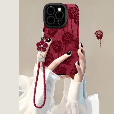 Náramek Růže s trnem Vhodný pro pouzdro na mobilní telefon Apple 16promax 15 Kožešina 14 Vyleštěný otvor Silikon 13 Proti pádu 12