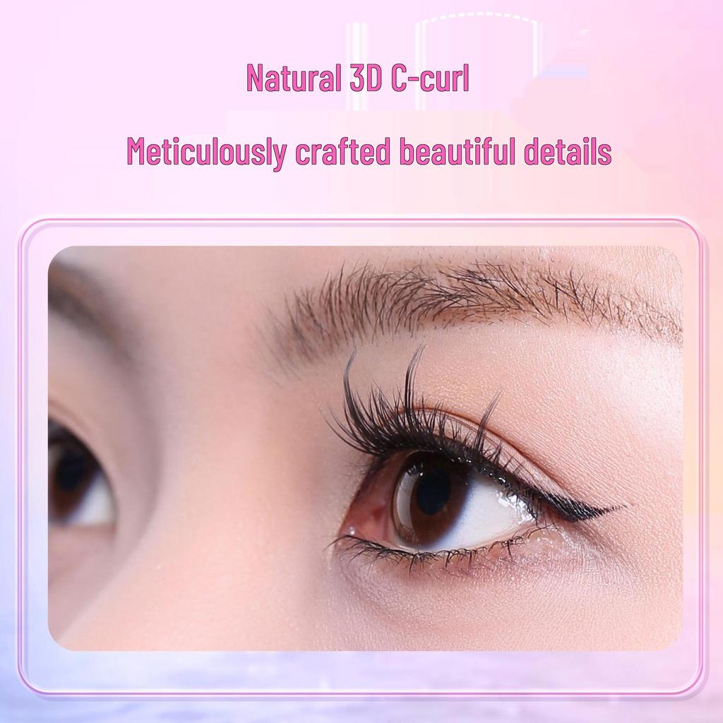 Self-Adhesive Natural Fishtail False Eyelashes - Beginner-Friendly, No Glue Needed, Wide Band