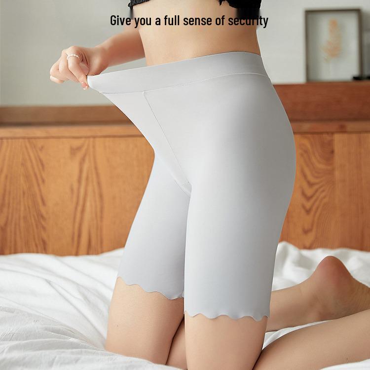 Women's Ice Silk Safety Shorts: Anti-Exposure, Non-Rolling Edge, Summer Thin, Two-in-One Extended Five-Point Base Layer.
