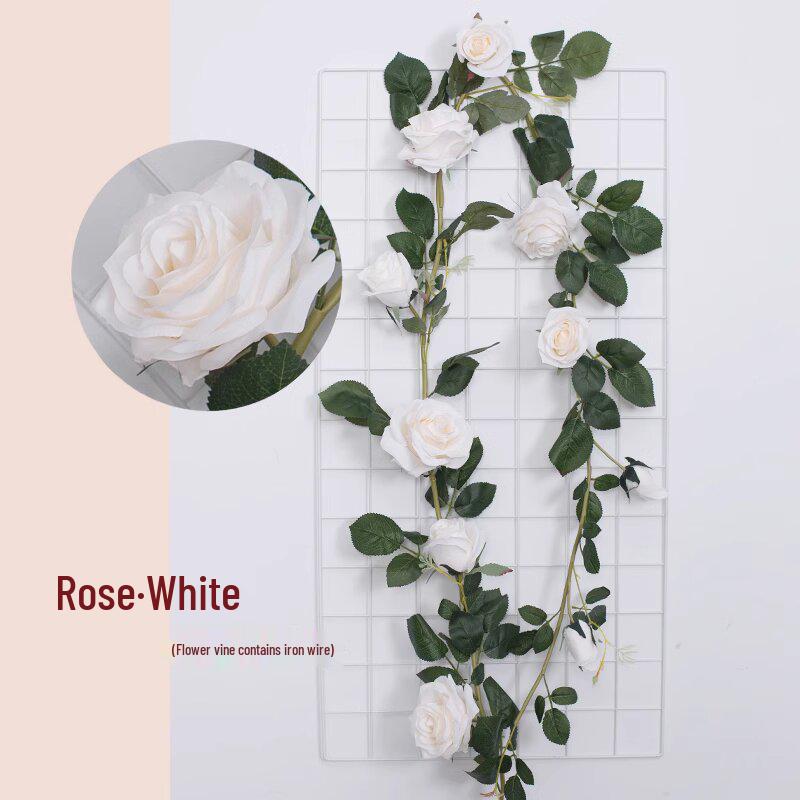 Rattan Plastic Rose Vine Artificial Flowers for Wedding Décor, Ceiling or Wall Hanging, and Air Conditioning Pipe Cover