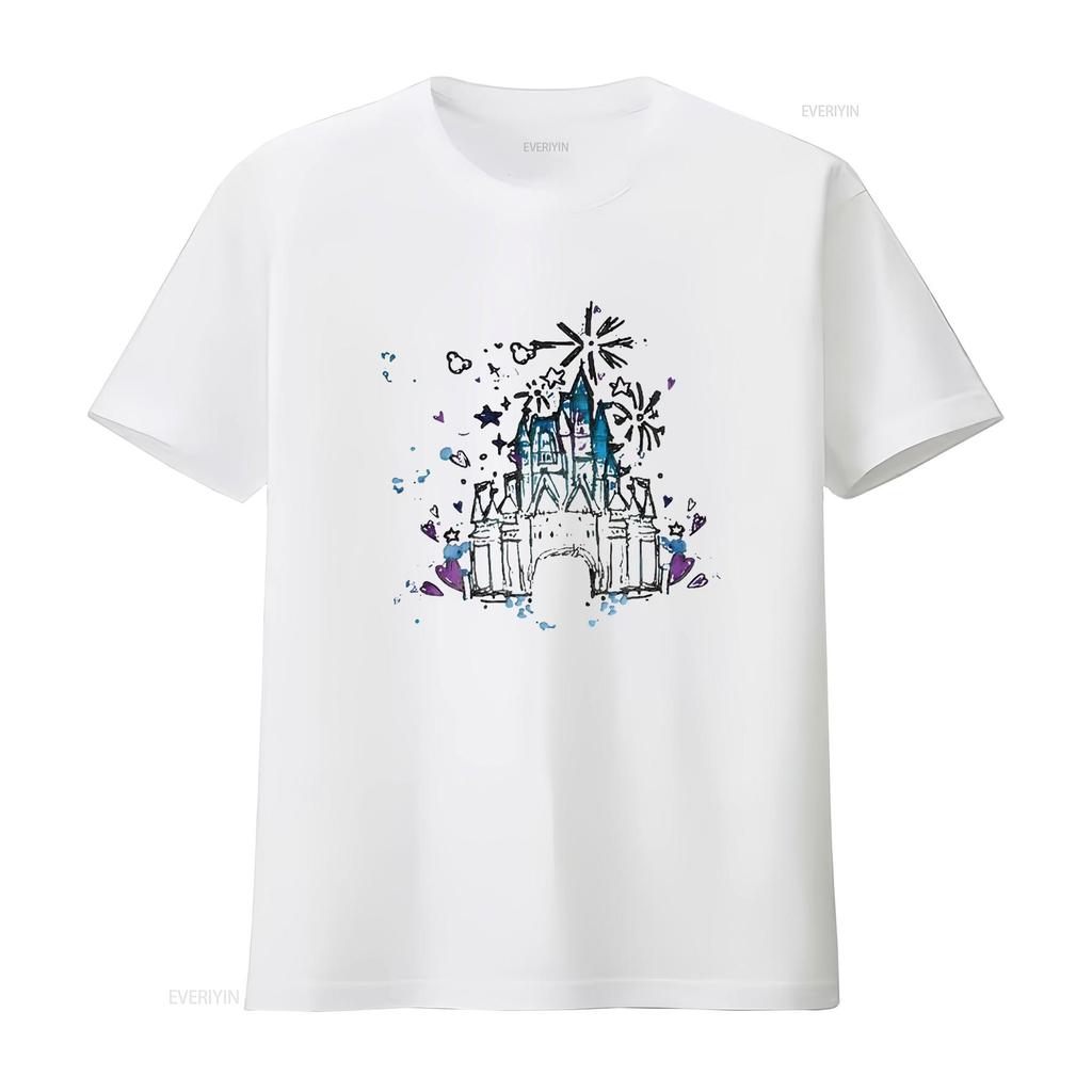 Magic Castle Women Cute Kingdom Shor Trendy Summer Tops for T Shirt with s vintage Washed Stylish homme fashion Slightly