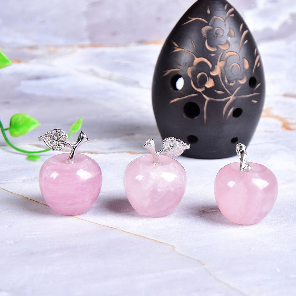 1PC Healing stone Natural Rose Quartz Pink Apple Can Be Used for Couple Decorations Home Decoration Study Room Decoration DIY Gift