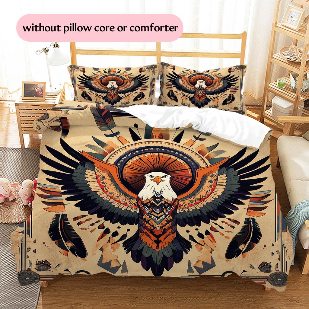 Vintage eagle Pattern Bedding Home Decoration Birthday Gift (1 * duvet cover + 2 * pillowcase, without core)