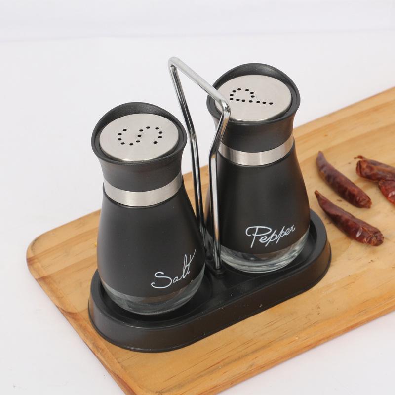 Stainless Steel & Glass Spice Jar Set - Modern Salt & Pepper Shakers