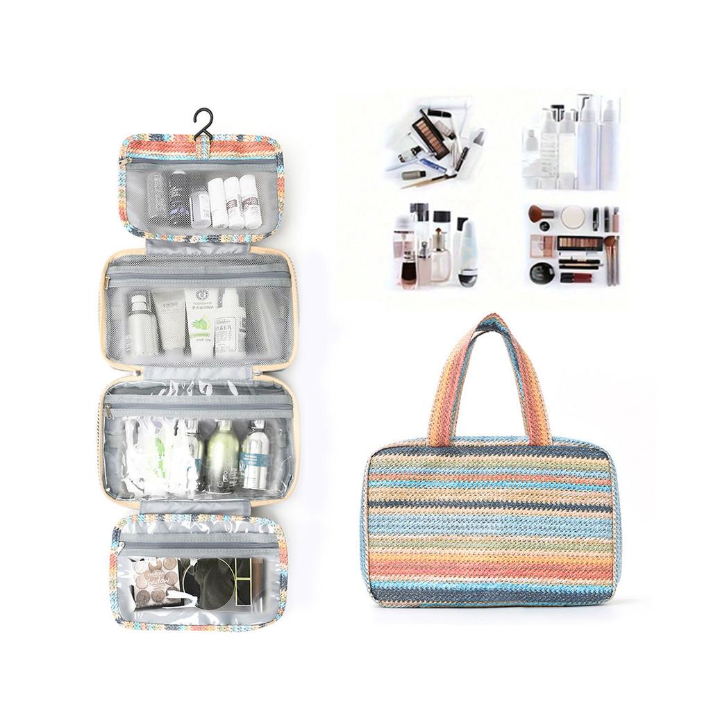 Polyester Travel Toiletry Bag With Dry Wet Separation And Hanging Design For Home And Travel Use