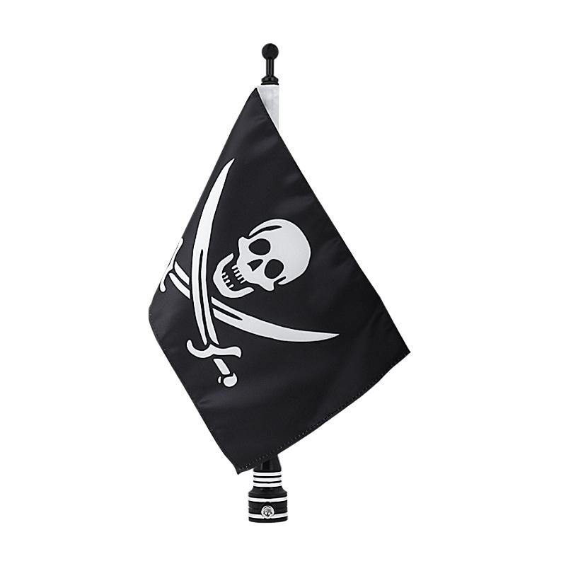 Motorrad Schwarz Vertikal Totenkopf Knochen Piratenflagge mit Mastbefestigung Gepäckträger Universal Für Harley Sportster Touring Softail