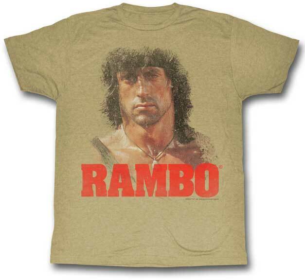 Rambo First Blood Holding A Machine Gun Men T Shirt 80 Movie S