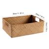 Handwoven Rattan Basket, Rectangular Storage Organizer for Bathroom Bedroom Living Room, Durable Wicker Decor Grocery Bag Holder