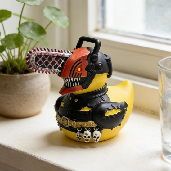 Horror Chainsaw Duck Figurine Small Resin Duck Statue Collectible Funny Duck Sculpture for Dashboard Home Office Desktop Decor