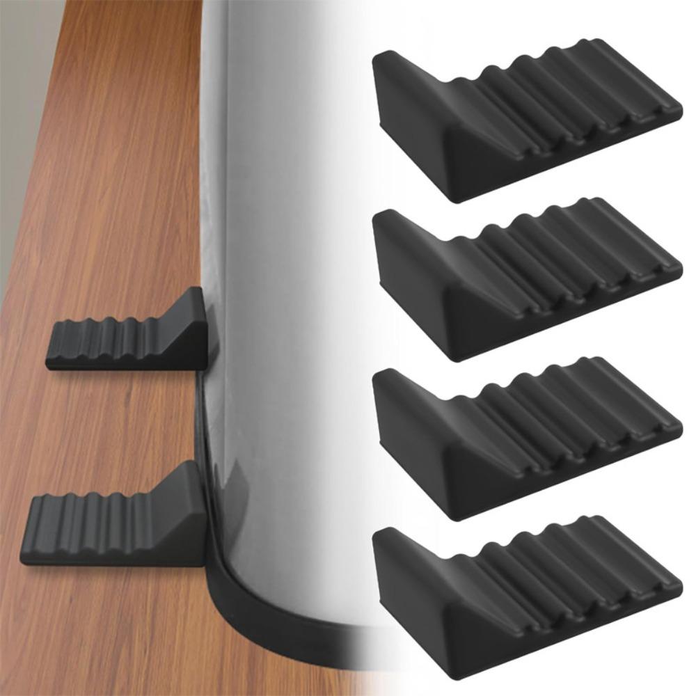 4Pcs Heavy Duty Trash Can Wall Protector Silicone No-Drill Trash Can Bumper Garbage Can Wall Protector Kitchen and Office Floor 4Pcs чёрный