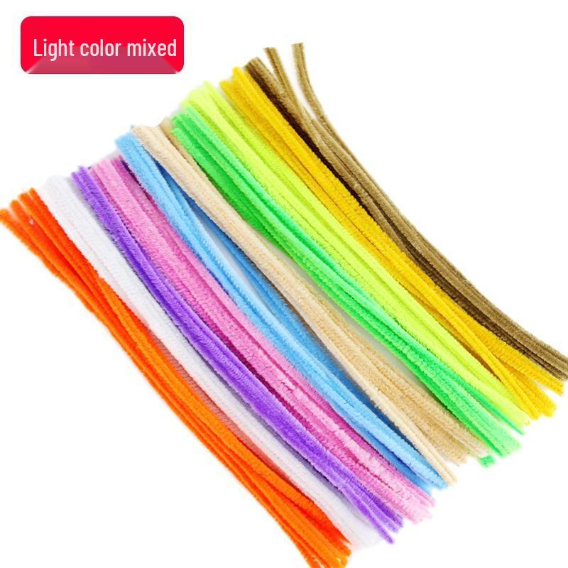 Colorful DIY Pipe Cleaner Pom-Pom Bouquet - Handmade Chenille Strips in Macaron Colors for Kids