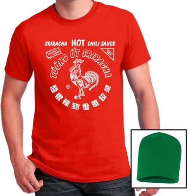 Koszulka i czapka z daszkiem Sriracha Hot sauce Zestaw Kostiumów Halloweenowych Męskie Damskie Koszulki