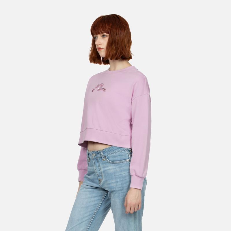 Evisu SS24 Little Seagull Logo Long Sleeve Crewneck Sweatshirt Women sweatshirt Pink 2ESHTW4SW4074CPCT